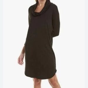 Evereve and Michael Stars Cowlneck long sleeve Dress Dark Charcoal Black Size S.